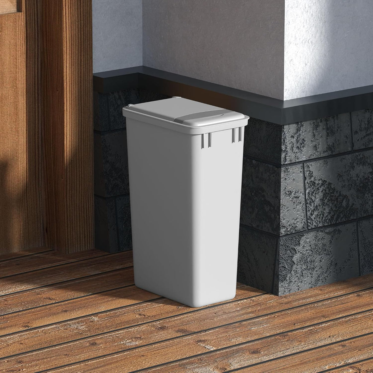 Dowell 50QT Wastebasket Trash Container, 13Gal, Plastic, Stackable, – close-up