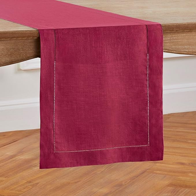 Table Runner, 100% Pure Linen, Beet, 14 x 60 Inch