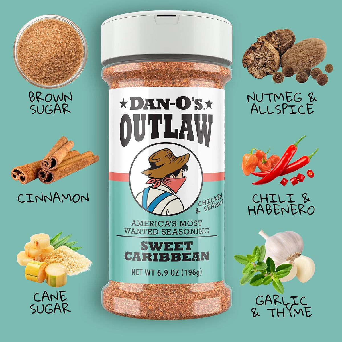 Outlaw Seasoning 6 Bottle Set- Butter Dust, Butter Steak, Spicy BBQ, Sweet – set view