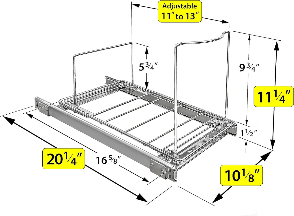 Pull-Out Trash Can Drawer – Sliding Organizer for Kitchen Cabinet or Under-Sink – size reference