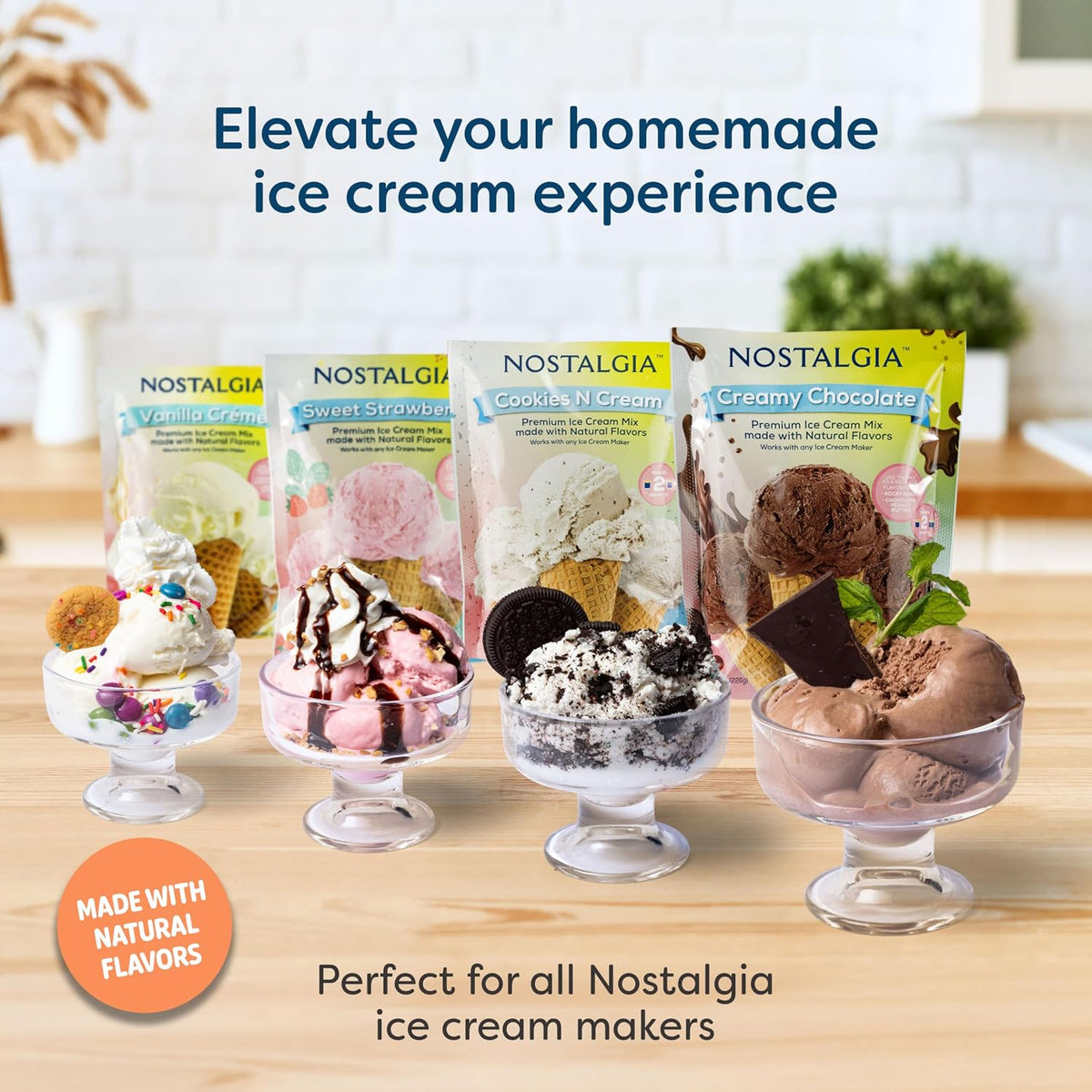 Electric Ice Cream Maker - Old Fashioned Soft Serve Ice Cream Machine Makes – set view