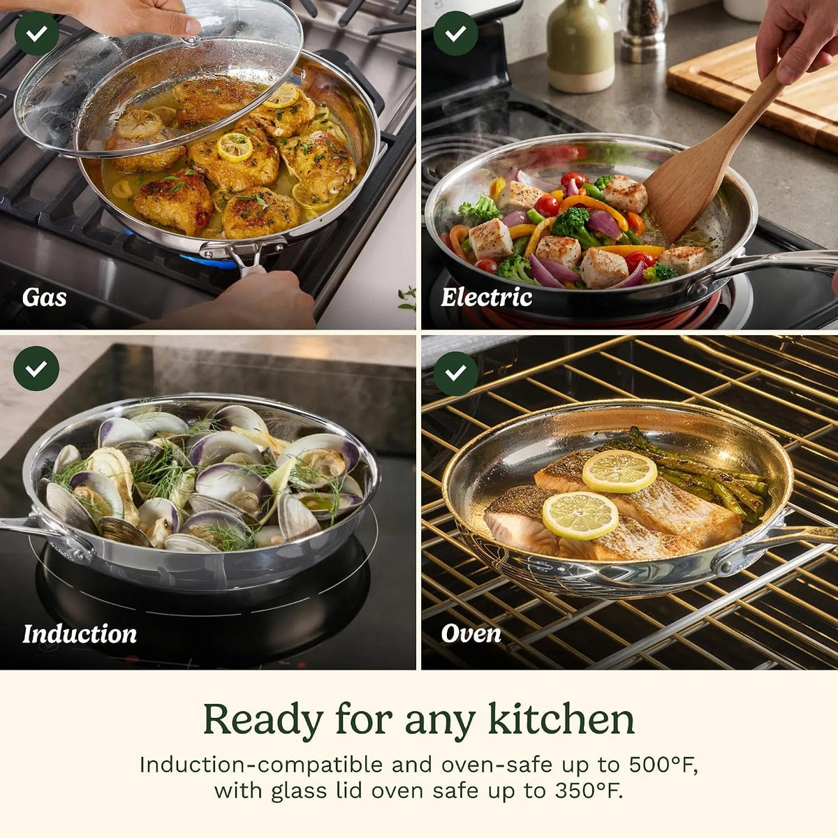 12 Inch Skillet with Glass Cover, Chef's Classic Collection, 722-30G – size reference