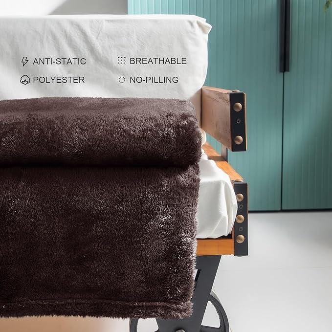 Throw Blanket, 50x70 Inch Coffee Fleece, Microfiber Polyester
