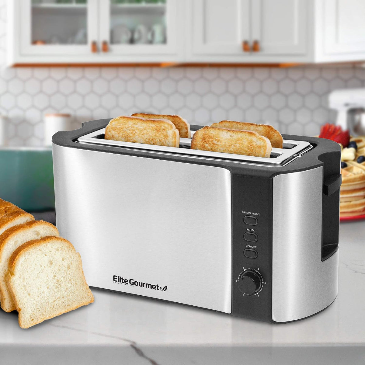 4-Slice Long Slot Toaster, Extra-Wide Slots, 6 Browning – detail