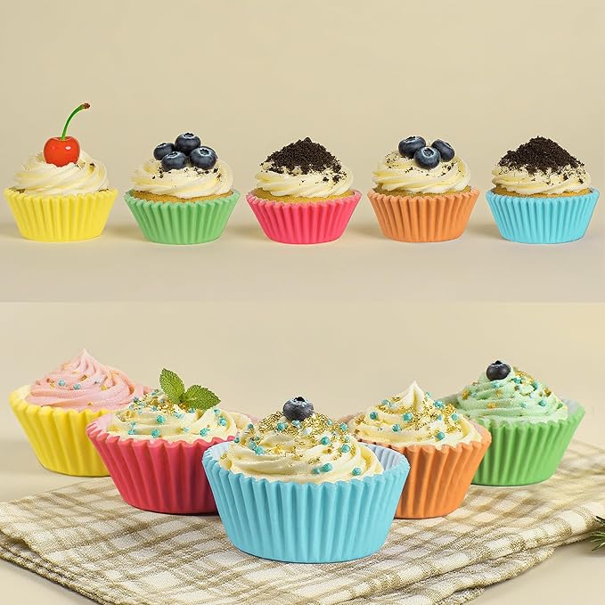 Baking Cups, 1000 Pieces, 1.4-Inch Mini Cupcake Liners, Rainbow Paper