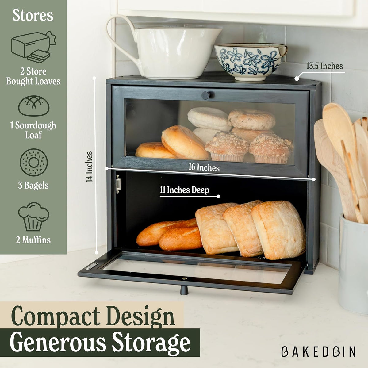 Corner Bread Box for Kitchen Countertop - New 2026 Airtight Design - Extra – close-up