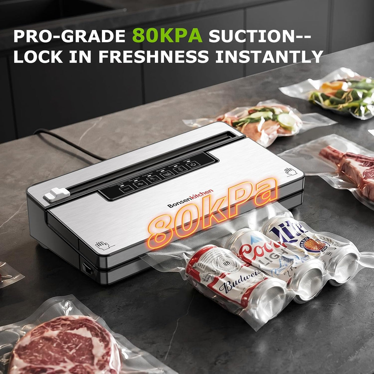 Vacuum Sealer Machine,80 kPa Powerful Suction,Silver – detail