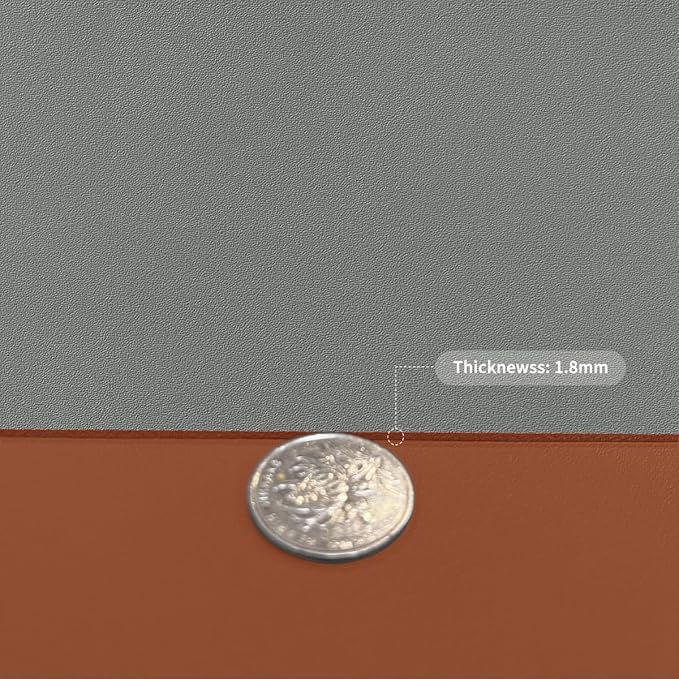 Leather Table Cover,1.8mm Thick,12x96 Inch Table Protector,Glass Table Protector,Table Sticker Cover,Desk Covers On Top of Desks.(Brown+Gray,12x96)