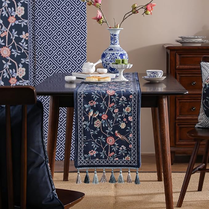 Table Runner, Velvet Floral, 12 x 118 Inch, Polyester