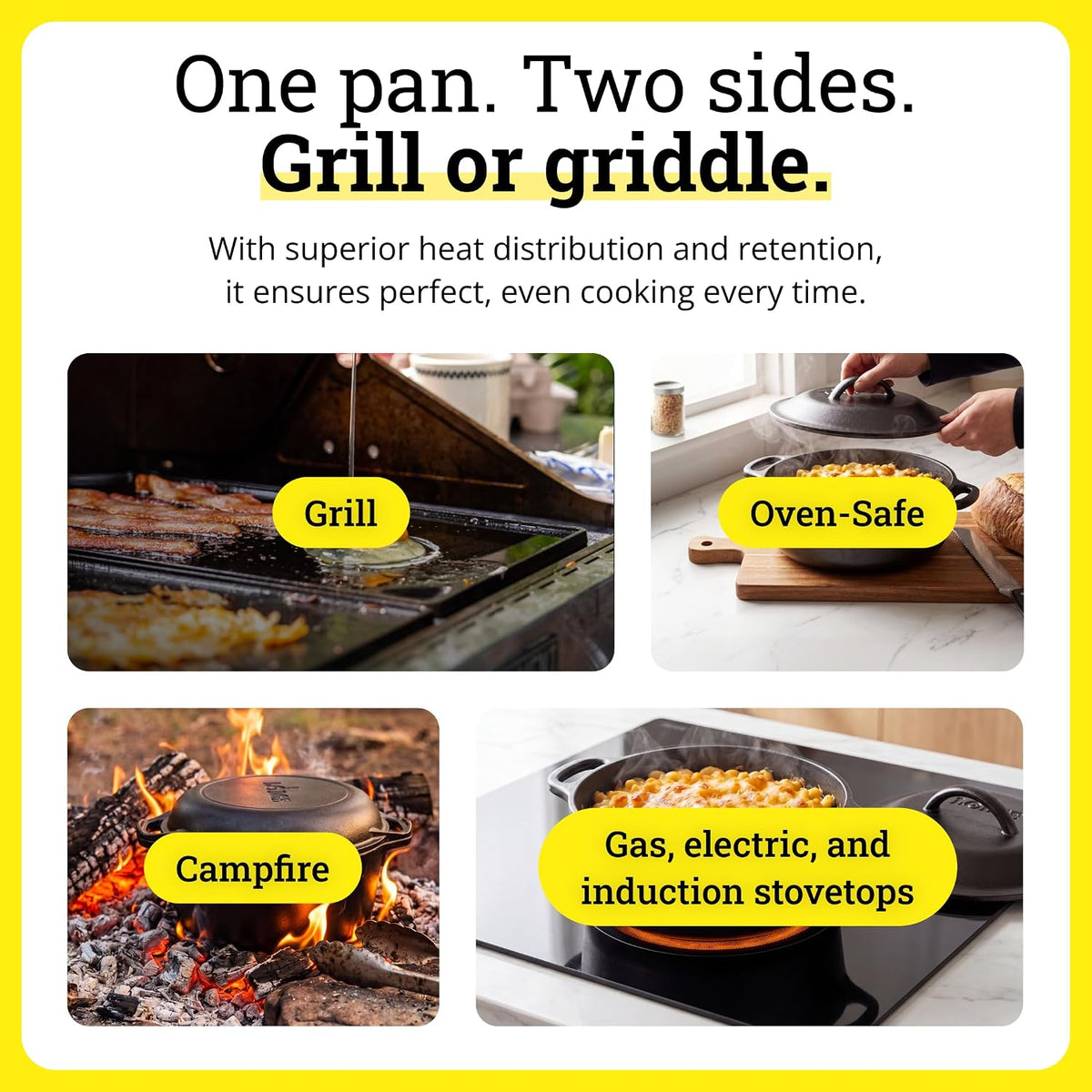 Pro-Grid Reversible Grill/Griddle, PFAS-Free, 20 x 10.5 Inches – features