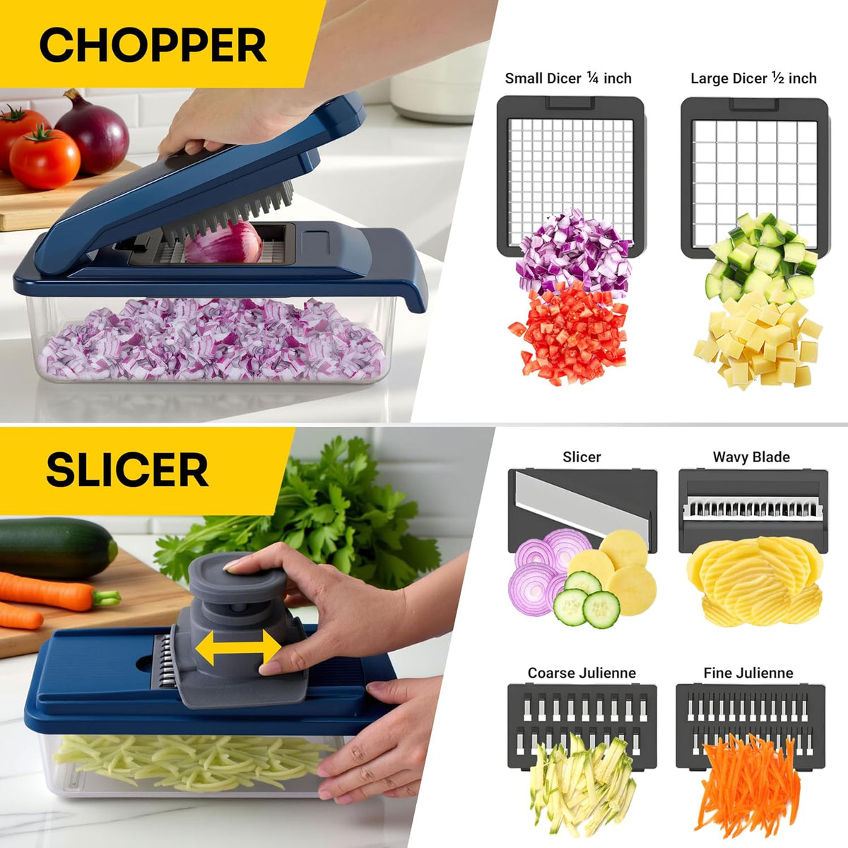 UltraChop All-In-1 Vegetable Chopper, Blue – features