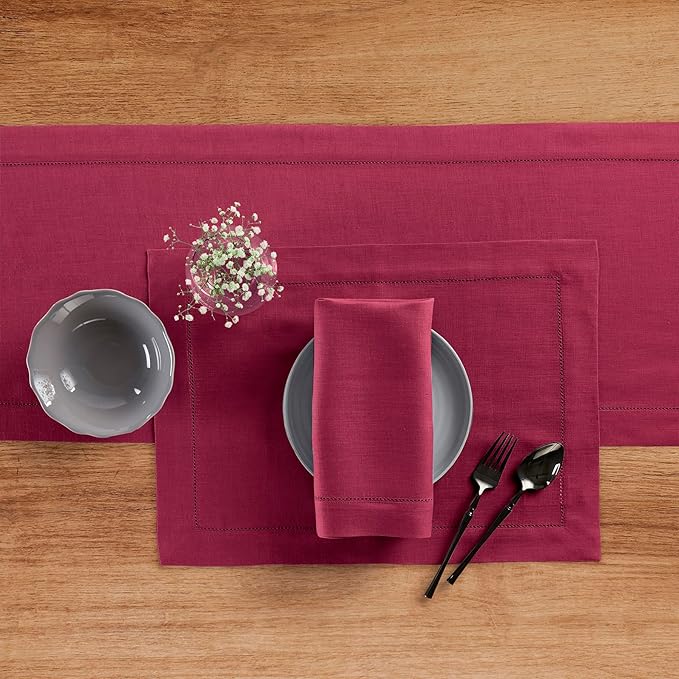 Table Runner, 100% Pure Linen, Beet, 14 x 60 Inch
