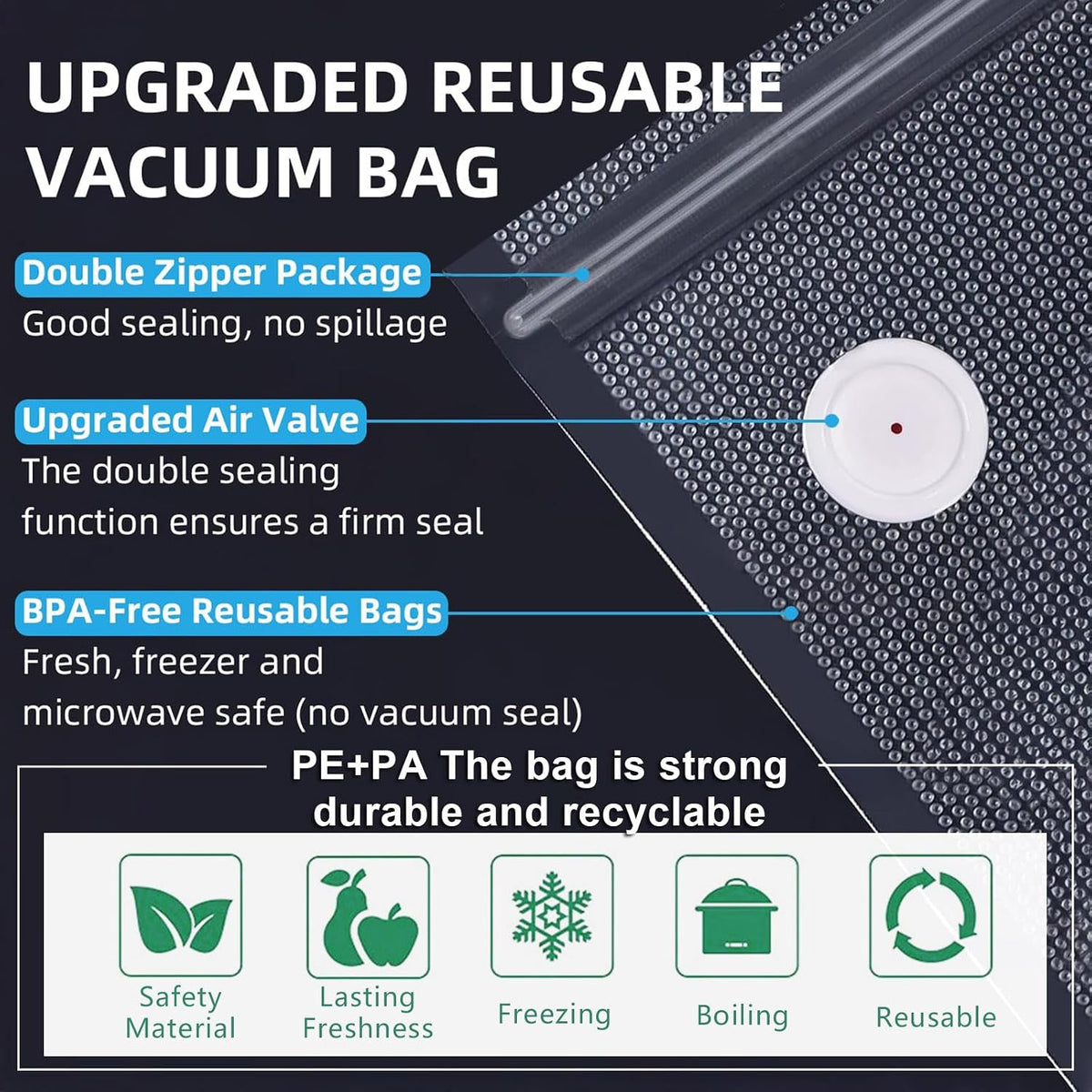 Sous Vide Cooking Bags - Set of 30 | BPA-Free Reusable Vacuum Seal Bags – alternate view