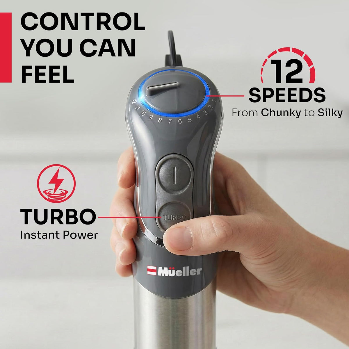 Mueller Multistick 5-in-1 Immersion Blender Handheld, 12-Speed Hand Mixer – set view