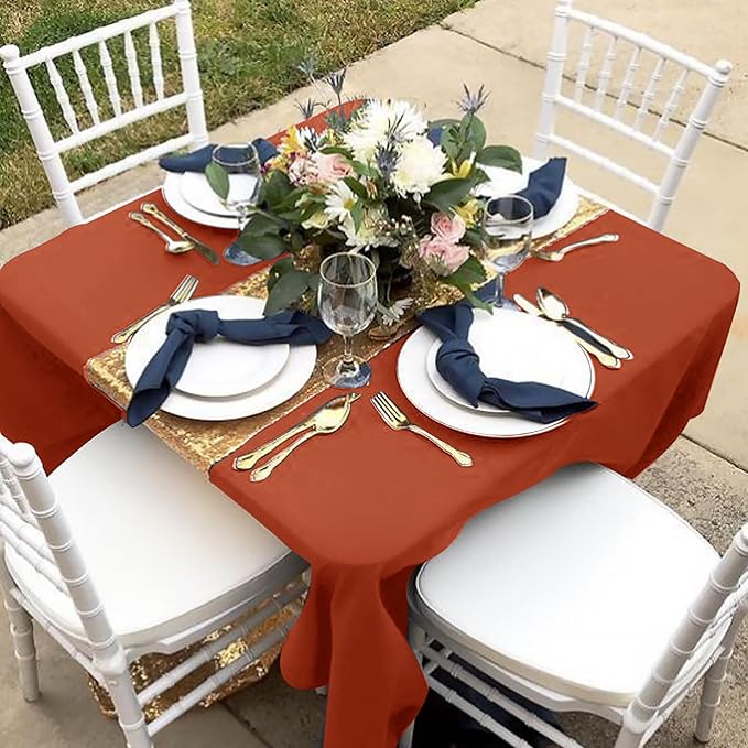 Tablecloths, Square Rust Polyester, 70 x 70 Inch