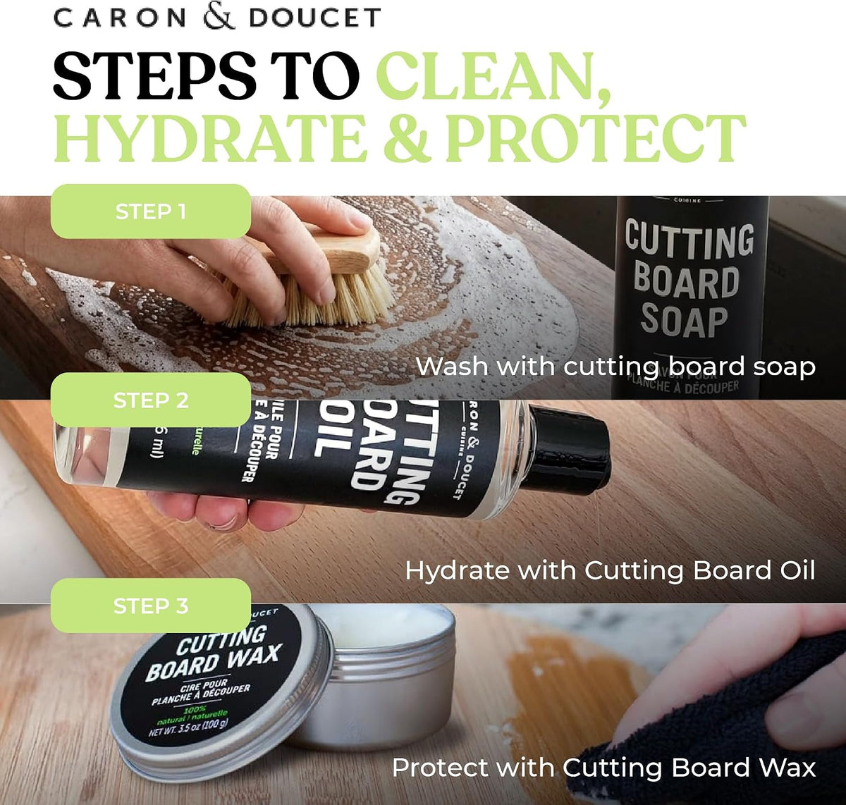 Ultimate Cutting Board Maintenance Kit - Cutting Board Oil, Cutting Board Soap – set view