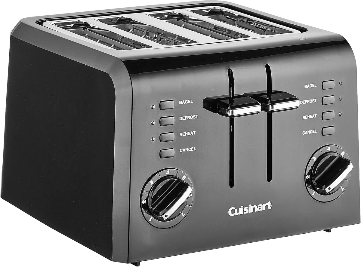 4 Slice Compact Toaster, 1.5" Wide Slots, 7 Setting Dial, Removable Crumb Tray