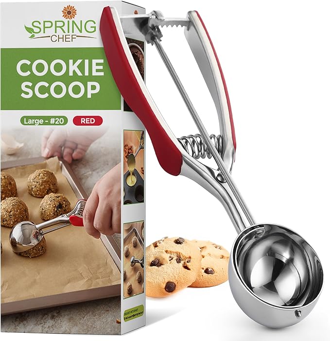 Cookie Scoop, Stainless Steel Trigger Release, 2.93 Tbsp, Red