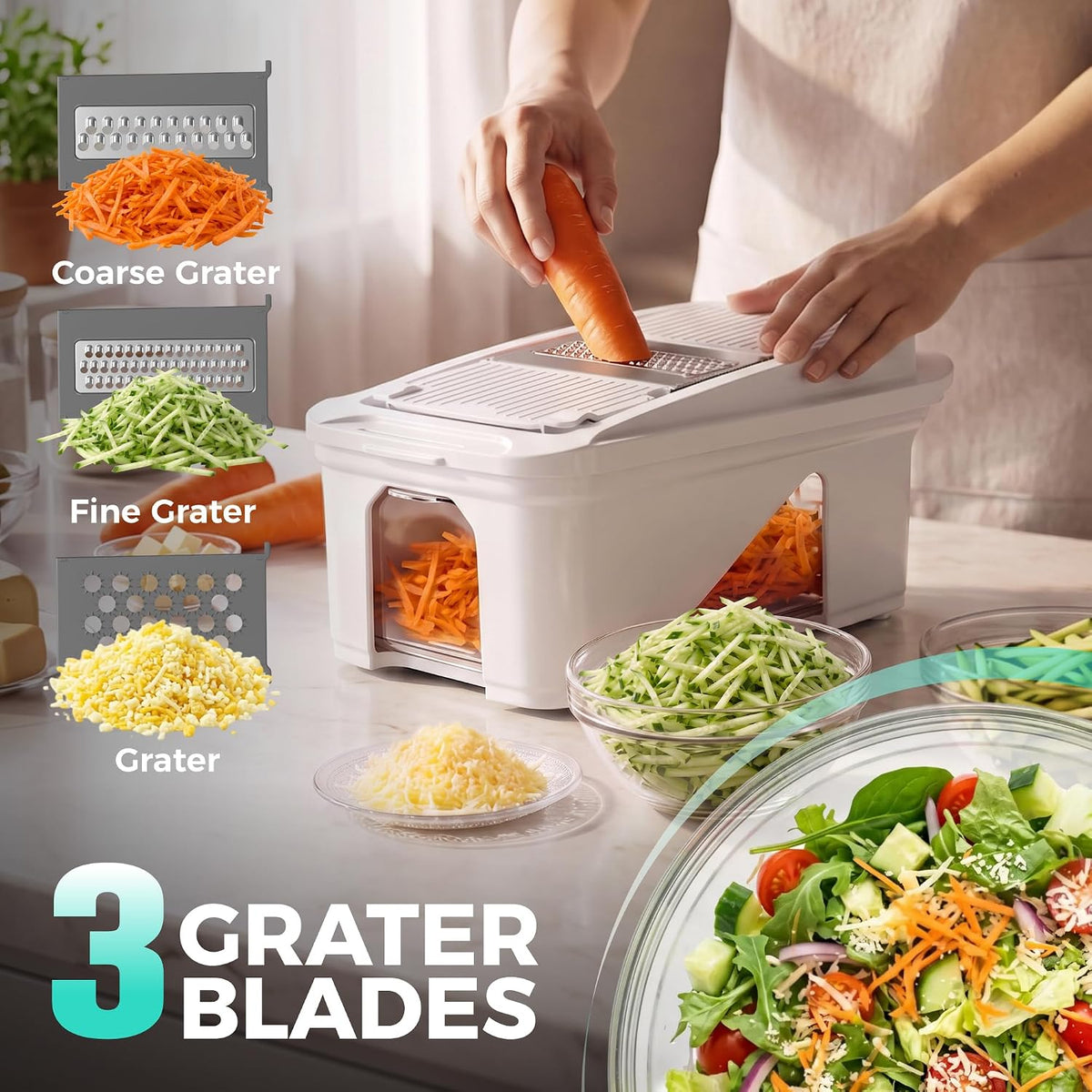 All-in-1 Vegetable Chopper and Mandoline Slicer,13 Blades – set view