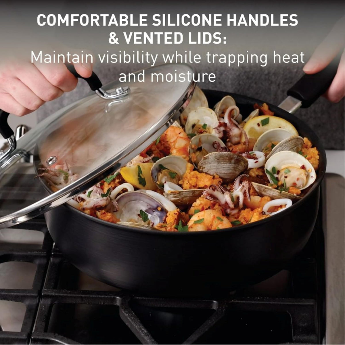 Ultimate Hard Anodized Nonstick Fry Pan With Lid 12 Inch, Oven Broiler Safe – features