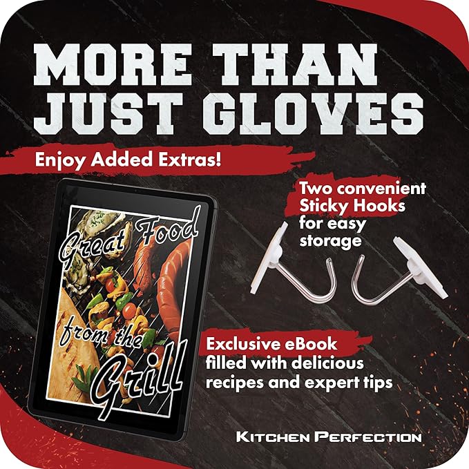 KITCHEN PERFECTION Silicone Smoker Oven Gloves -Extreme Heat Resistant BBQ - Image 2