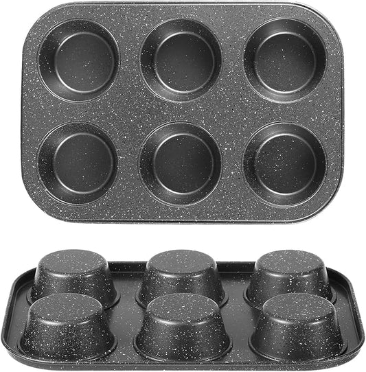 Muffin Cupcake Pan, Muffin Tins Nonstick 6, Muffin Top Cookie Cheese Cake Pan for Baking, Toast Oven Baking Supplies Small Cake Pans Muffin Cups Non Stick