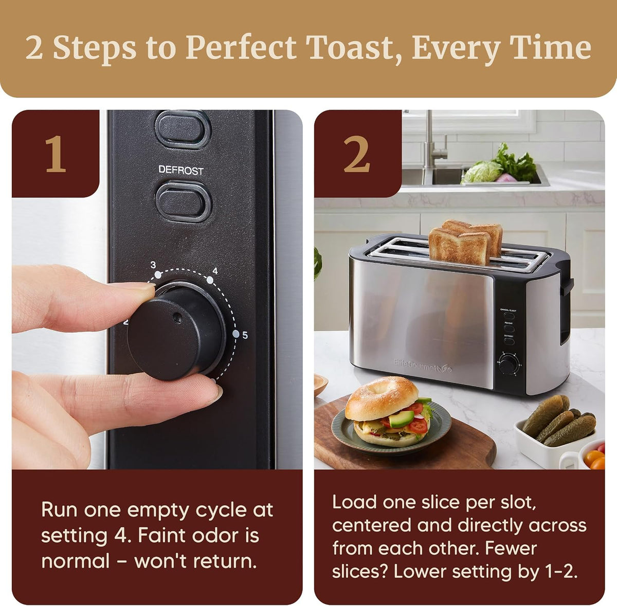 4-Slice Long Slot Toaster, Extra-Wide Slots, 6 Browning – another angle