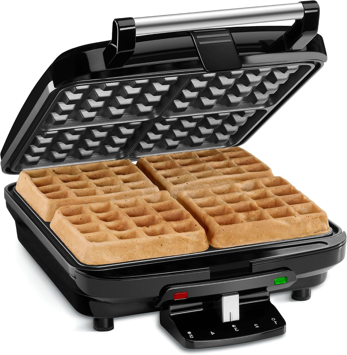 Belgian Waffle Maker, Stainless Steel, 4-Slice Square – detail