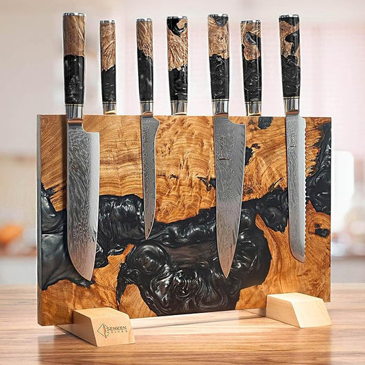 "Black Tsunami" Extra Large Magnetic Knife Block – Black Resin
