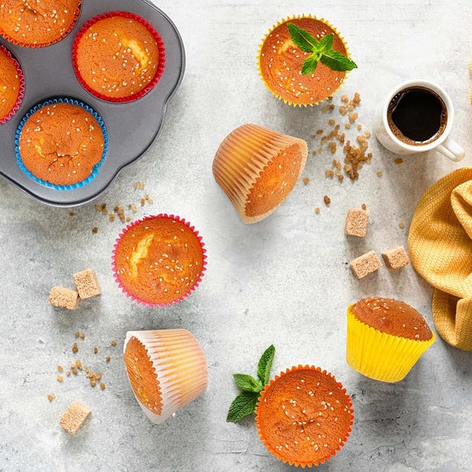 Baking Cups for Jumbo Pans, 400 Count, 8 Solid Colors