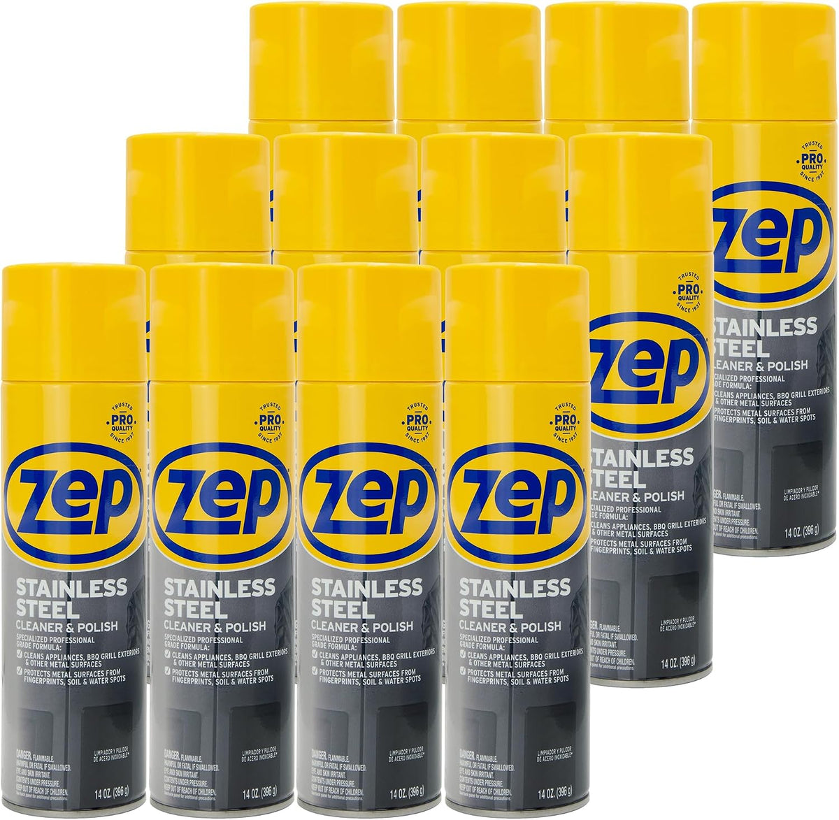 Stainless Steel Cleaner and Polish - 14 oz (Case of 12) ZUSSTL14 - Protects