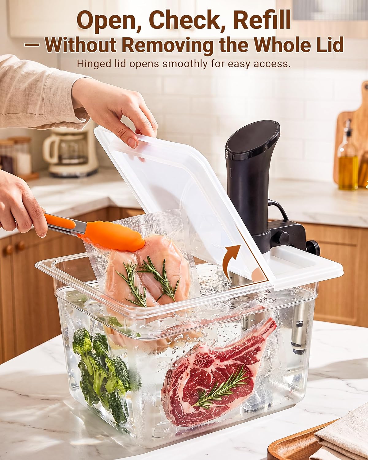 Sous Vide Container with Lid, 12 Qt, Flip-Open Access – features