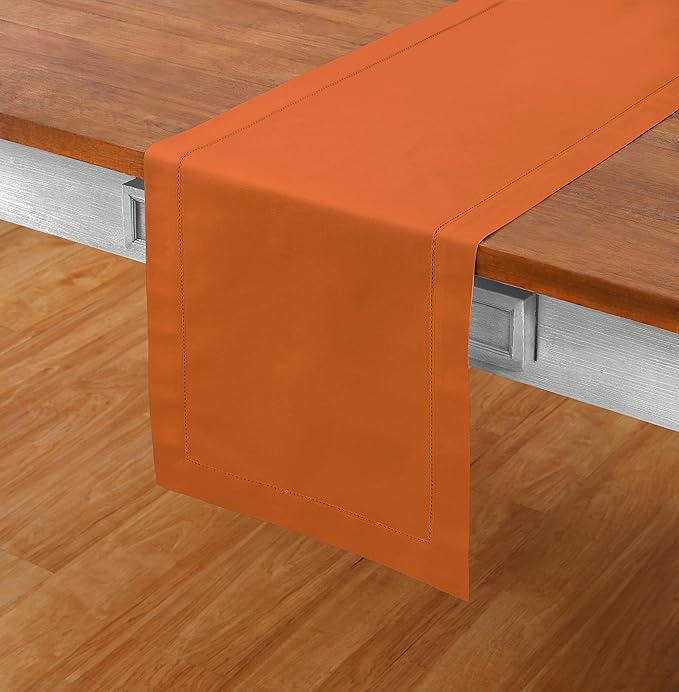 Pumpkin Table Runner, 75% Cotton 25% Linen Blend, 14x48 Inch