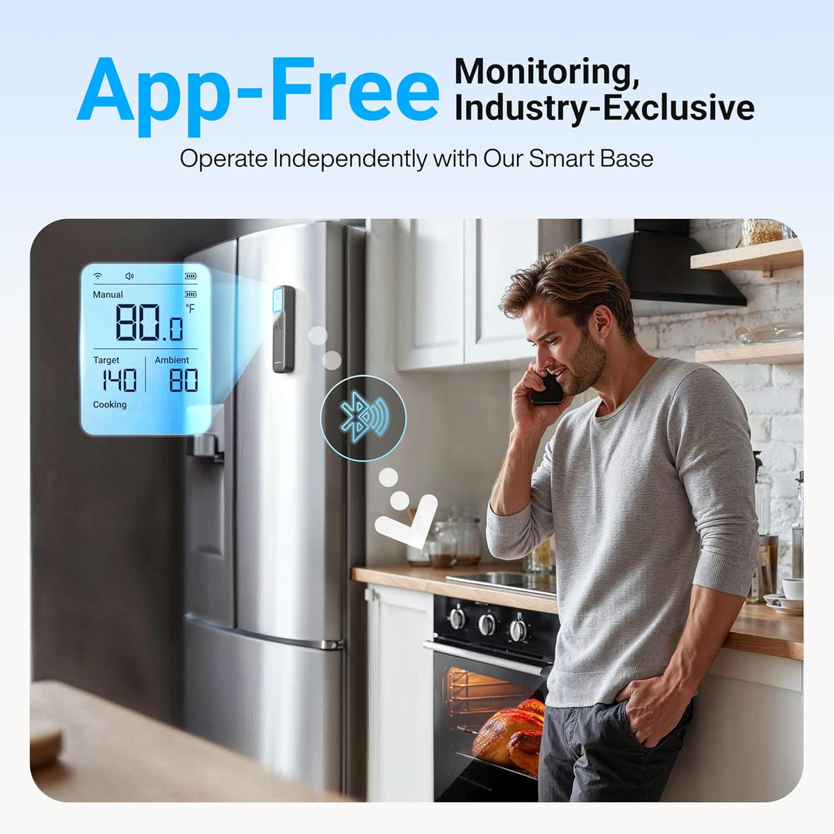 Smart Bluetooth Wireless Meat Thermometer with WiFi App – close-up