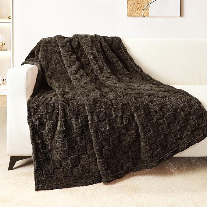 Plush Throw Blanket, 50 x 60 Inches, Coffee Microfiber