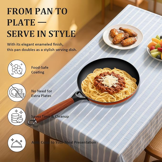 YUTANN 12 Inch Nonstick Cast Iron Pan - Pre-Seasoned Skillet with Oil-Saving Diamond Pattern, Removable Handle, Oven Safe, Healthy & Durable Cooking