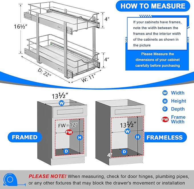 Pull-Out Organizer, 2-Tier Alloy Steel with Soft-Close Slides