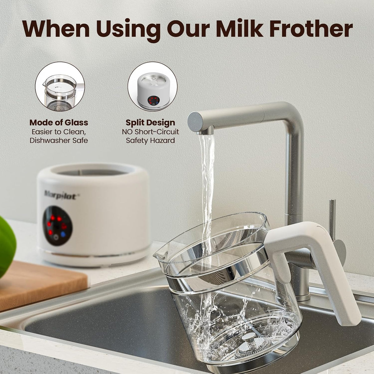 Large Electric Milk Frother and Steamer, 16.9oz/500ml Milk Steamer and Frother – alternate view