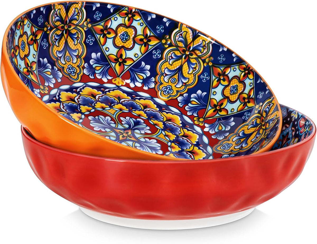 Large Serving Bowls,78 Oz Salad Bowls Set of 2, Red
