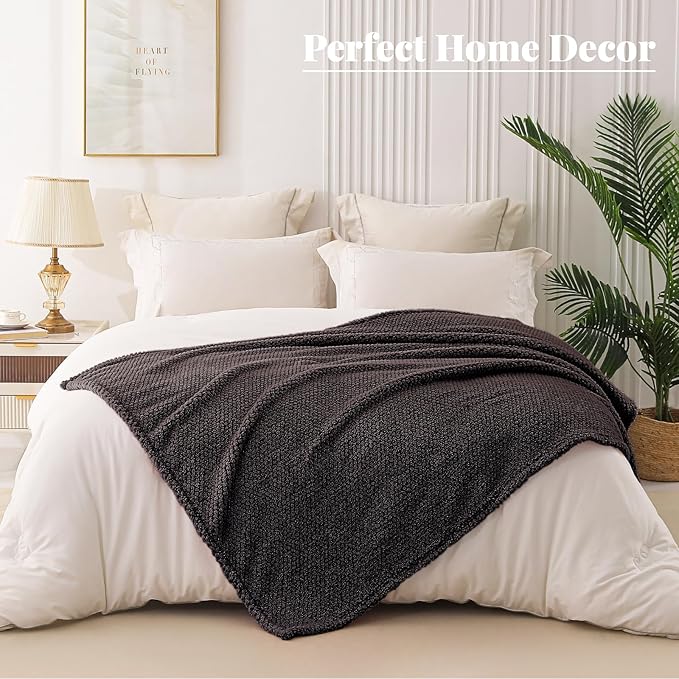 Throw Blanket, Extra Large Coffee Fleece with Geometric Print