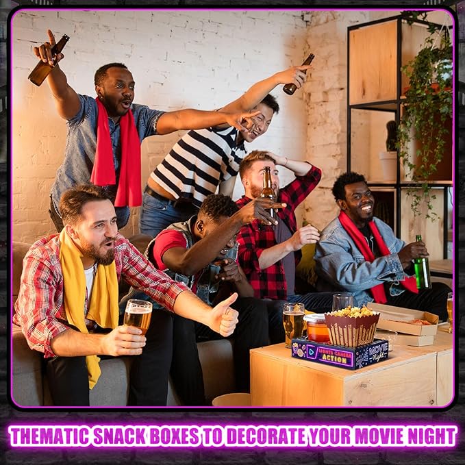 Snack Bowls, 36 Count Round Paper Movie Night Set in Black and Purple