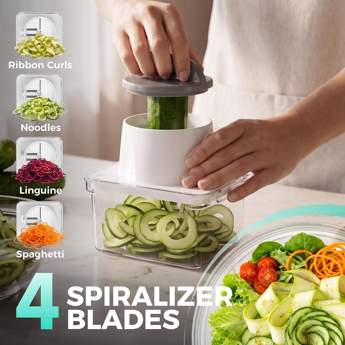 All-in-1 Vegetable Chopper and Mandoline Slicer,13 Blades – another angle