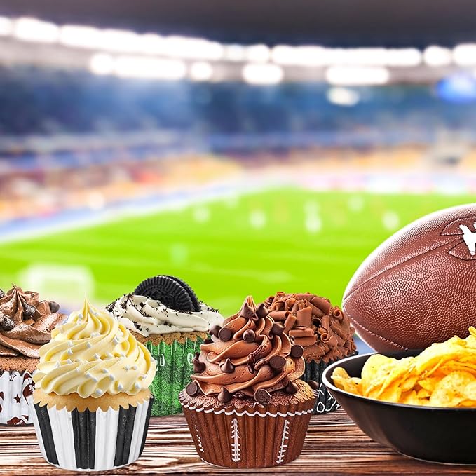 Baking Cups, 600 Pcs Football Themed Paper Cupcake Liners in 6 Designs