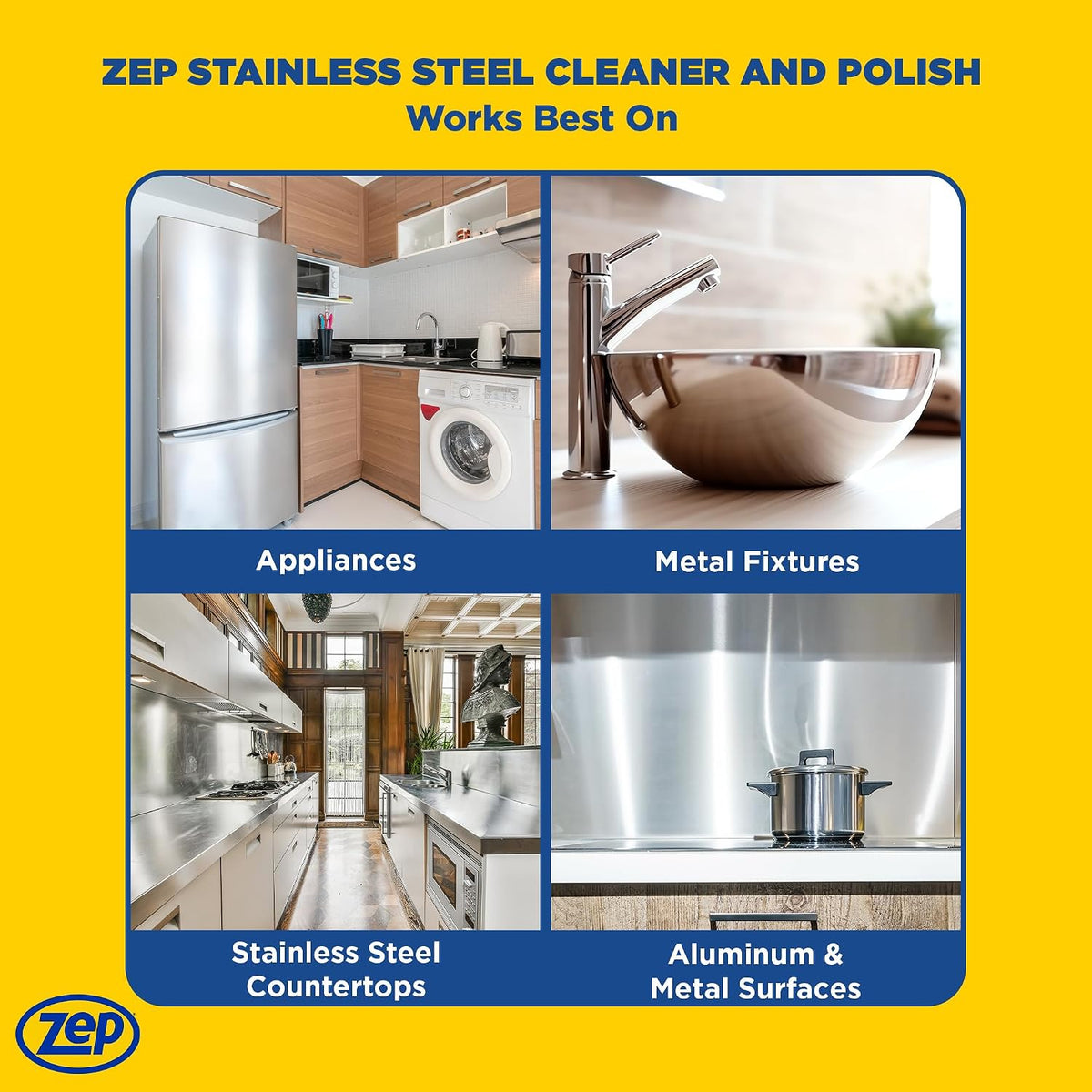 Stainless Steel Cleaner and Polish - 14 oz (Case of 12) ZUSSTL14 - Protects – features