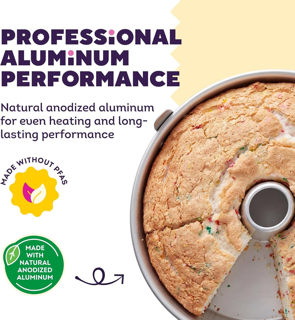 Aluminum Angel Food Tube Cake Pan, Made Without PFAS, 10 in. – alternate view