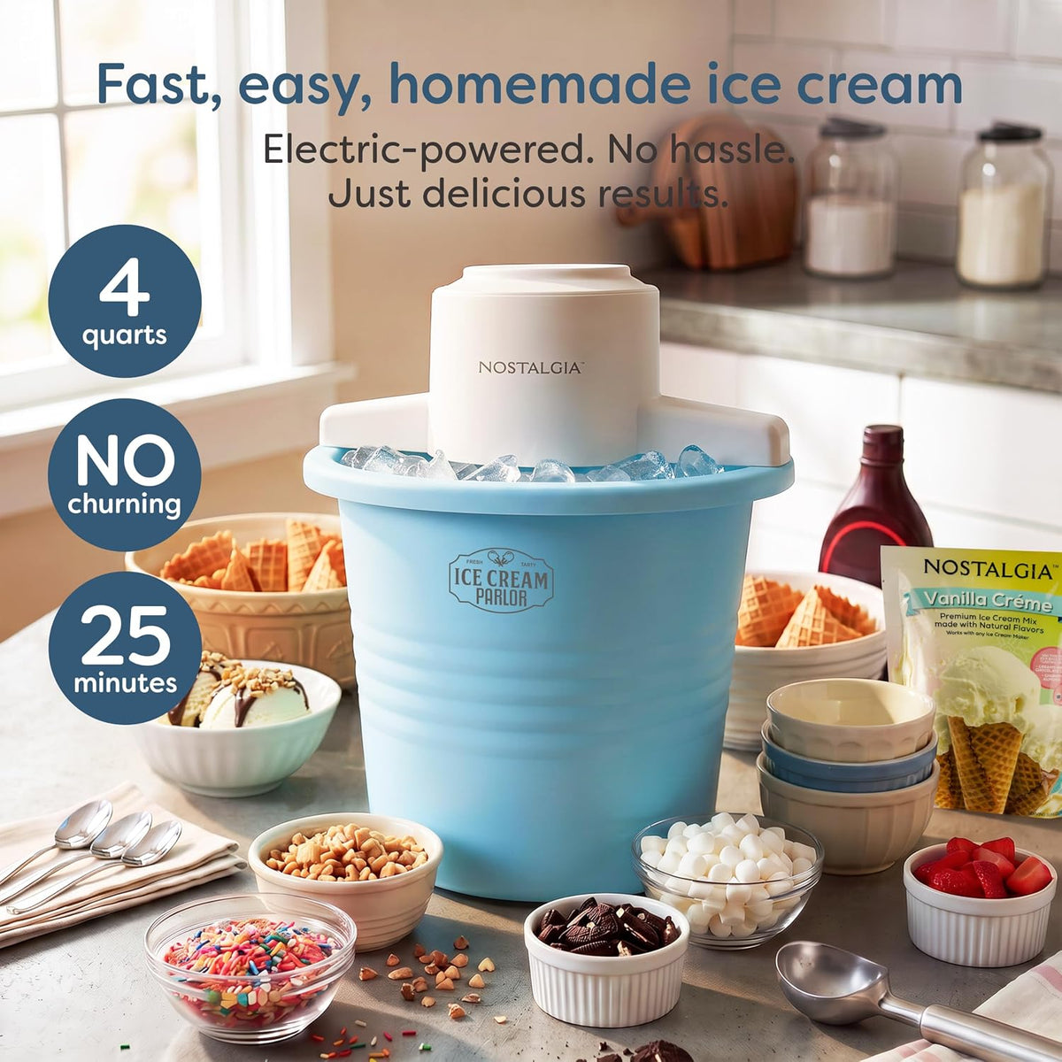 Electric Ice Cream Maker - Old Fashioned Soft Serve Ice Cream Machine Makes – detail