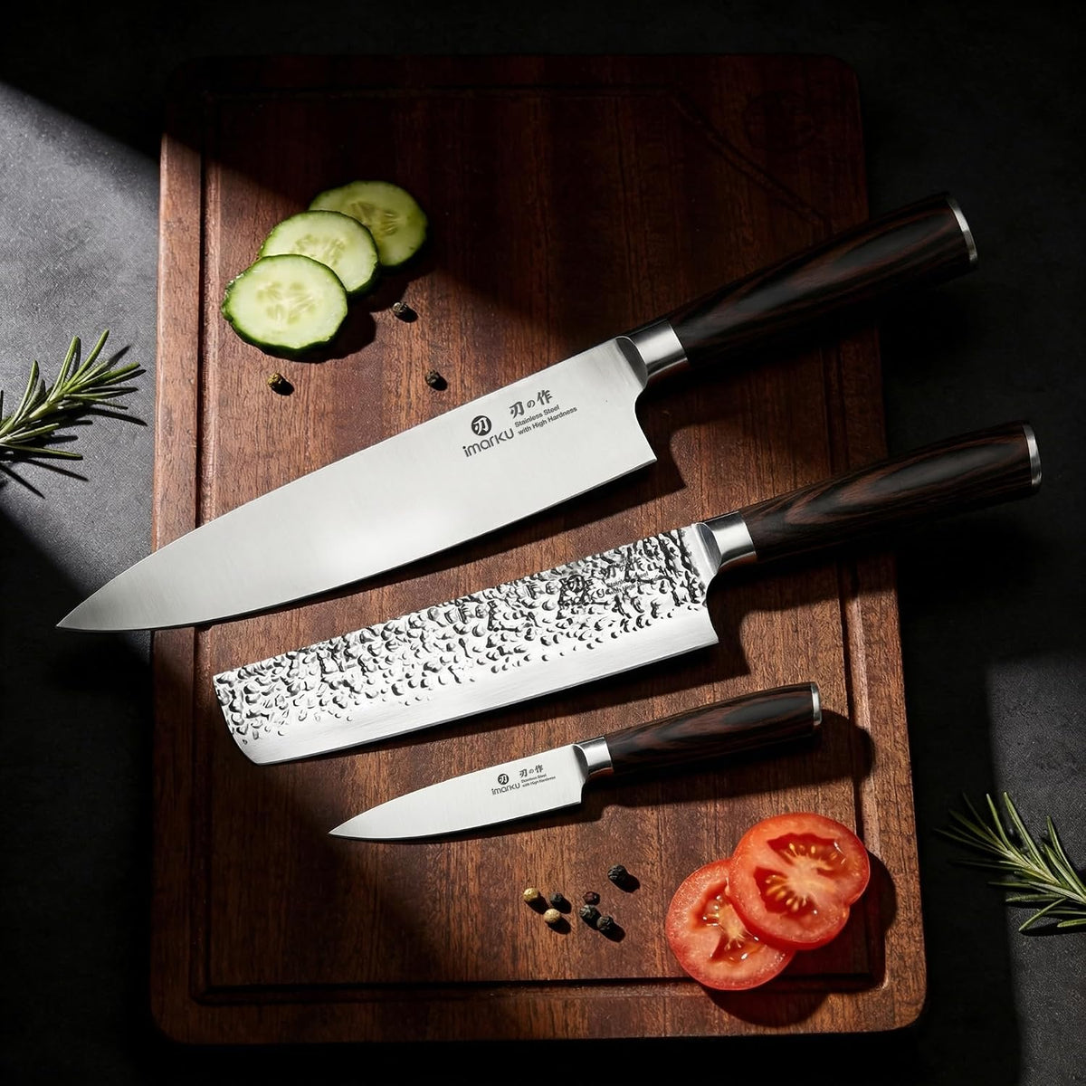 3 Pieces Knife set, Japanese HC Stainless Steel Kitchen Knife Set – set view