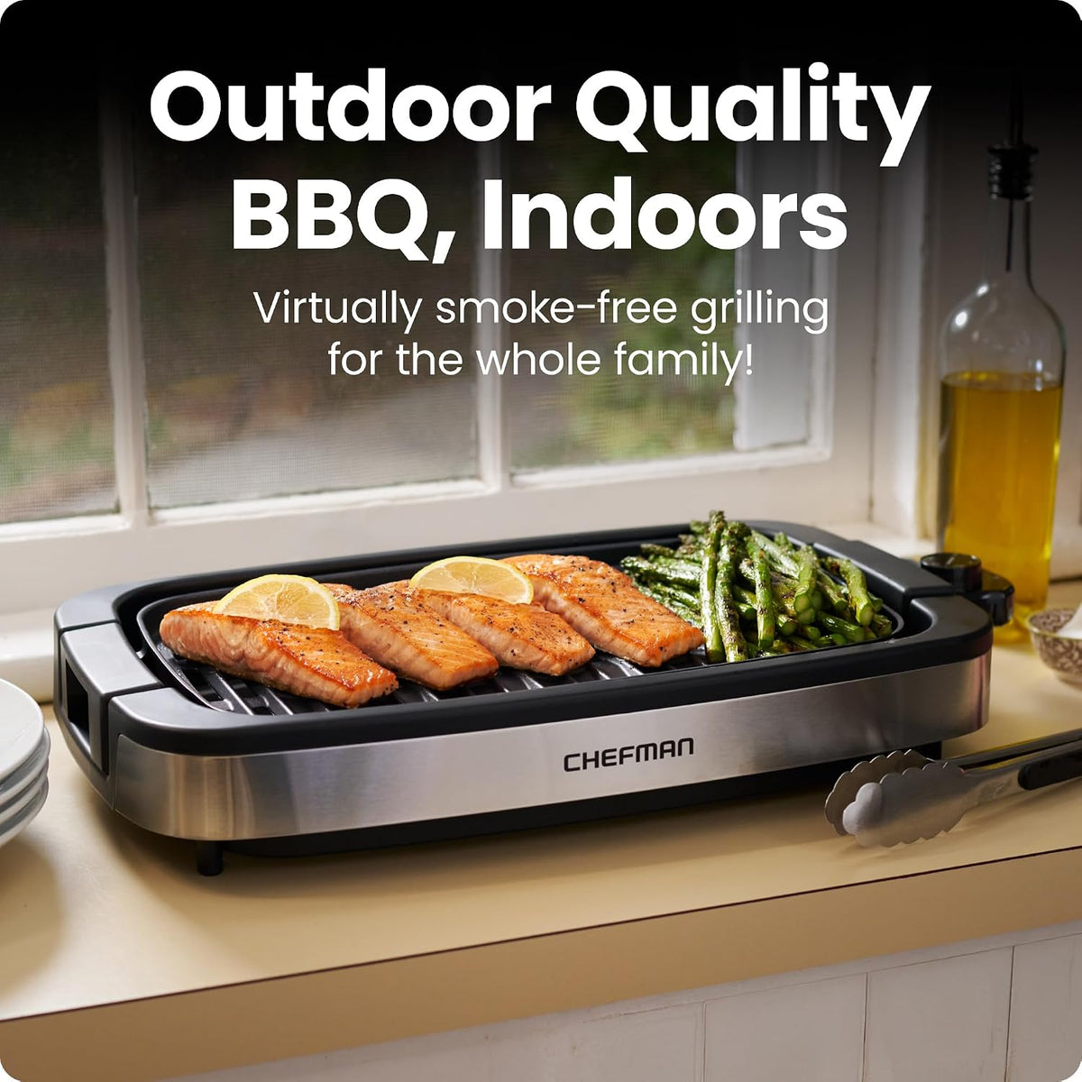 Smokeless Indoor Electric Grill, Extra Large Grilling Surface, Nonstick Table – detail