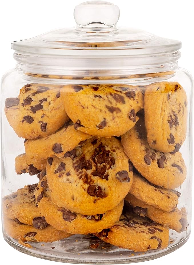 Food Jar Canisters with Lids, Set of 3, 1 Liter Clear Glass