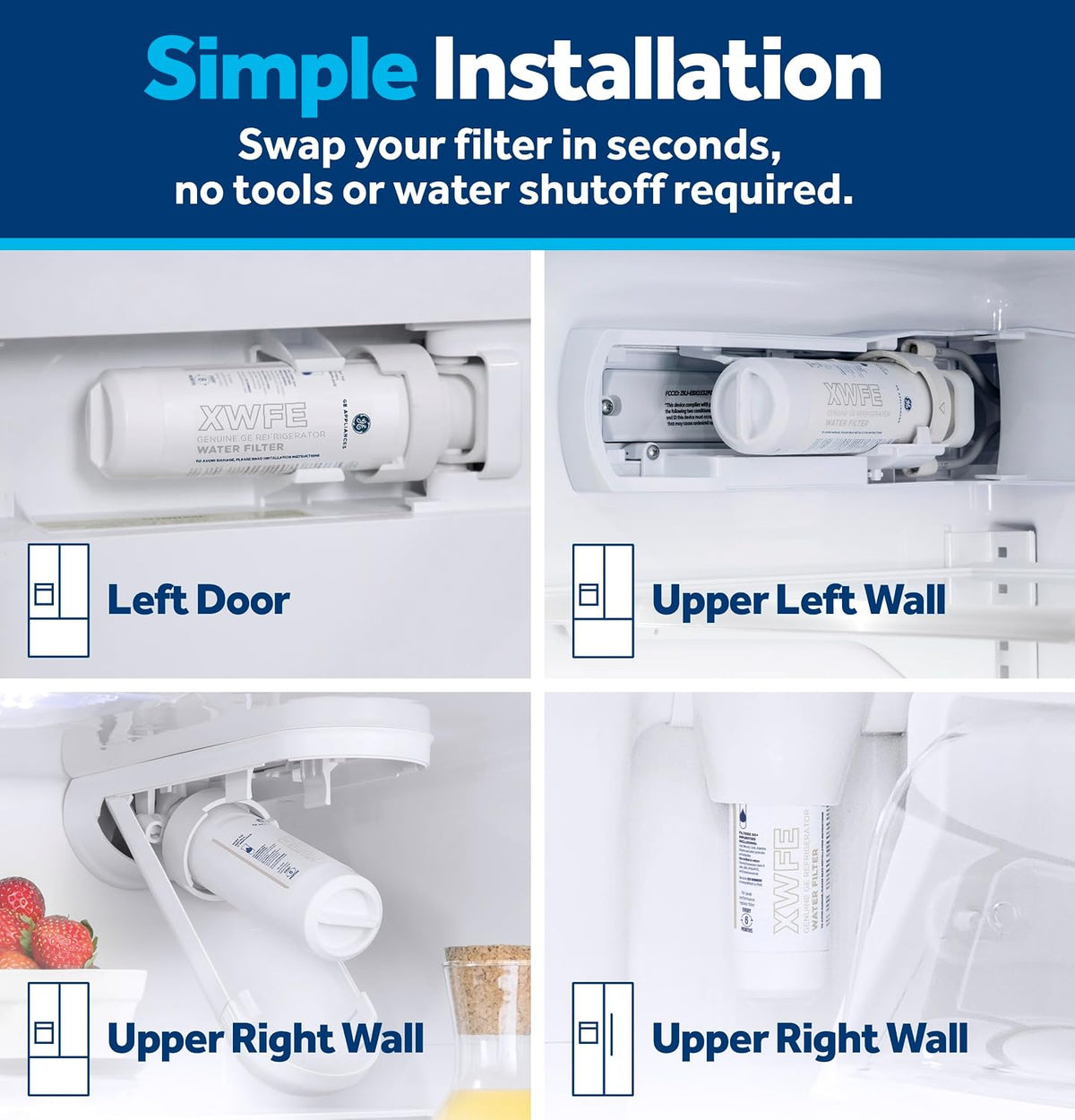GE XWFE™ Refrigerator Water Filter, Genuine Filter, Guaranteed Fit, 1-pack – another angle